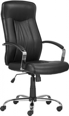 Manažérska stolička, poťah z pravej kože, chrómový kríž na nohách, „Montgomery XXL“, čierna