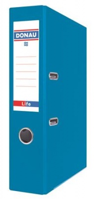 Pákový šanón, 75 mm, A4, PP/kartón, s ochranným spodným kovaním, DONAU "Life", neónovo modrá