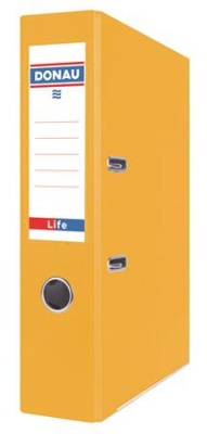 Pákový šanón, 75 mm, A4, PP/kartón, s ochranným spodným kovaním, DONAU "Life", neónovo žltá