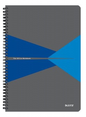Blok, A4, štvorčekový, 90 listov, laminovaná kartónová obálka, LEITZ "Office", sivá-modrá