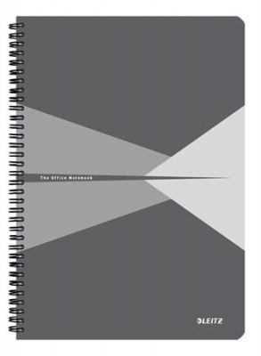 Blok, A4, linajkový, 90 listov, laminovaná kartónová obálka, LEITZ "Office", sivá