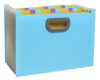 Harmonikový box na dokumenty, A4, PP, 24 priehradiek, EXACOMPTA "Pop`NCo", cyánovo modrý