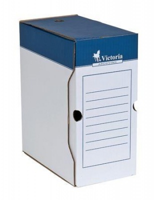 Archívny box, A4, 150 mm, kartón, VICTORIA OFFICE, modro-biela