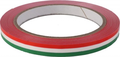 Páska na uzatváranie sáčkov, 9 mm x 66 m, samolepiaca, maďarská trikolóra