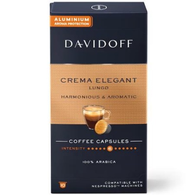 Kávové kapsule, kompatibilné s Nespresso®, 10 ks, DAVIDOFF "Crema Elegant Lungo"