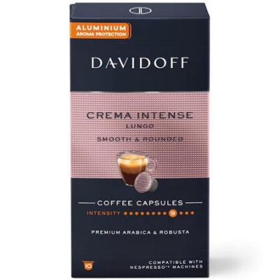 Kávové kapsule, kompatibilné s Nespresso®, 10 ks,  DAVIDOFF "Crema Intense Lungo"