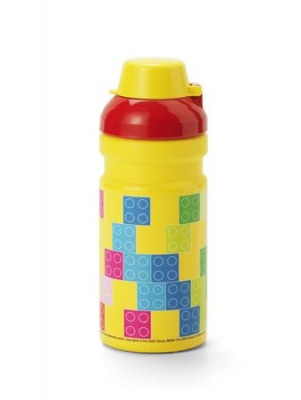 Fľaša, 390 ml, LEGO "Brick", žltá-červená, vzorovaná