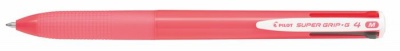 Guľôčkové pero, 0,27 mm, stláčací mechanizmus, ružové telo, PILOT "Super Grip G", 4-farebné