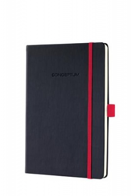 Zápisník, exkluzívny, A5, linajkový, 97 strán, tvrdá obálka, SIGEL "Conceptum Red Edition", čierno-červená