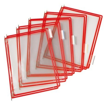 Prezentačná tabuľa, A4, oceľový rám, DJOIS, červená