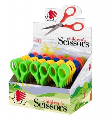 Nožnice, displej, školské, špicaté, 13,5 cm, ICO "Ježko", mix farieb