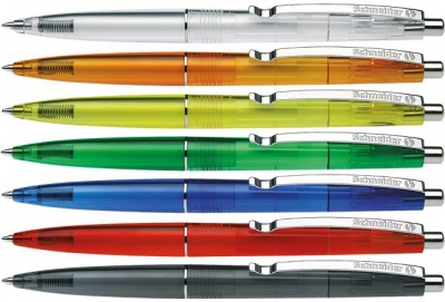 Guľôčkové pero, 0,5 mm, stláčací mechanizmus, telo pera v rôznych farbách, SCHNEIDER "K20 Icy", modrá