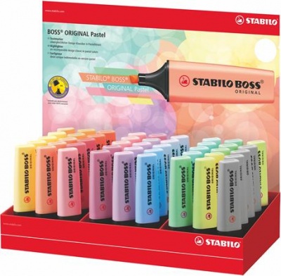 Zvýrazňovač, displej, 2-5 mm, STABILO "BOSS Pastel", mix pastelových farieb