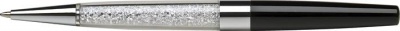 Guľôčkové pero, Crystals from SWAROVSKI® ,čierne, s bielymi krištáľmi v dolnej časti, 13,5cm, ART CRYSTELLA