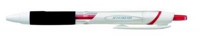 Guľôčkové pero, 0,35 mm, stláčací mechanizmus, biele telo pera, UNI "SXN-155 Jetstream", červená