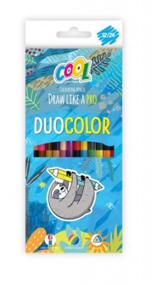 Farebné ceruzky, sada, trojhranné, obojstranné, COOL BY VICTORIA "Duocolor", 24 rôznych farieb