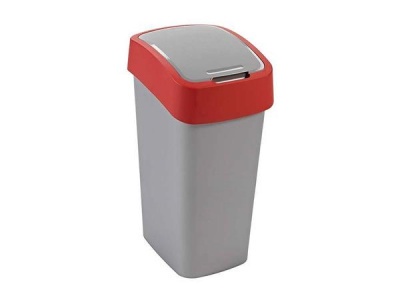 Odpadkový kôš s výklopným vekom, na triedenie odpadu, plastový, 45 l, CURVER, červený/sivý