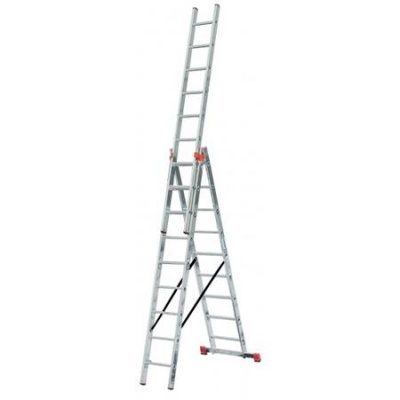 Univerzálny rebrík, 3x9 priečok, hliníkový, KRAUSE "Tribilo"