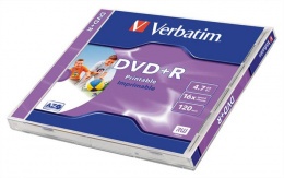 DVD-R disk, potlačiteľný, matný, ID, 4,7GB, 16x, 1 ks, klasický obal, VERBATIM