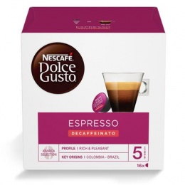 Kávové kapsule, 16x6 g, NESCAFÉ DOLCE GUSTO "Espresso", bezkofeínové
