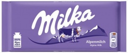 Tabuľková čokoláda, 100 g, MILKA, z alpského mlieka