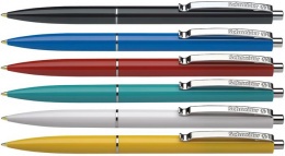 Guľôčkové pero, 0,5 mm, stláčací mechanizmus, telo v rôznych farbách, SCHNEIDER "K15", modrá
