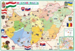 Podložka na stôl, "Administratíva Maďarska/Geografická mapa - Magyaro. közigaz./domborzata" gyerekeknek - výrobok v MJ